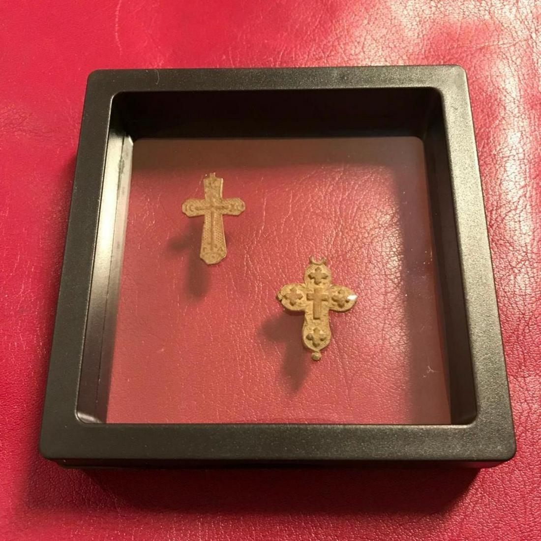 Pair of 17th-19thc Ukrainian Copper Cross Relics (1 of 4)