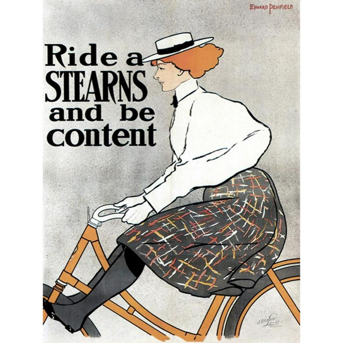 Nouveau Style Sterns Bicycle Ceramic Art Tile: Nouveau-style Bicycle glossy ceramic art tile. 6" X 8".