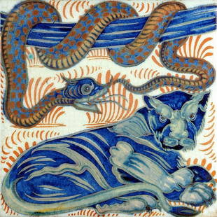 Bonhams : William De Morgan 'Dodo' a Ruby Lustre Animal Tile, circa 1880