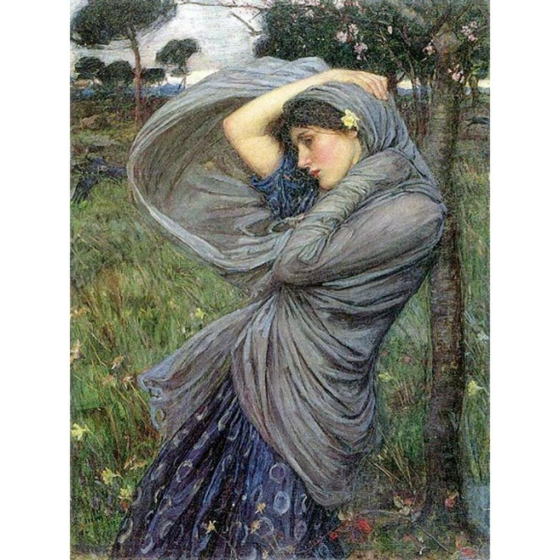 After Waterhouse, Boreas Ceramic Art Tile: After the John William Waterhouse 1903 painting Boreas, glossy ceramic art tile. 6" X 8".