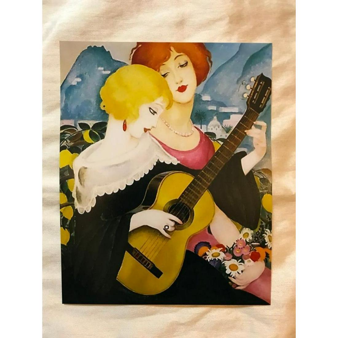 After Gerda Wegener, Woman Playing Guitar Print: After Gerda Wegener, Art Nouveau "Air de Capri", Woman Playing the Guitar, 1923. Digital production print on photo paper. 8" X 10".