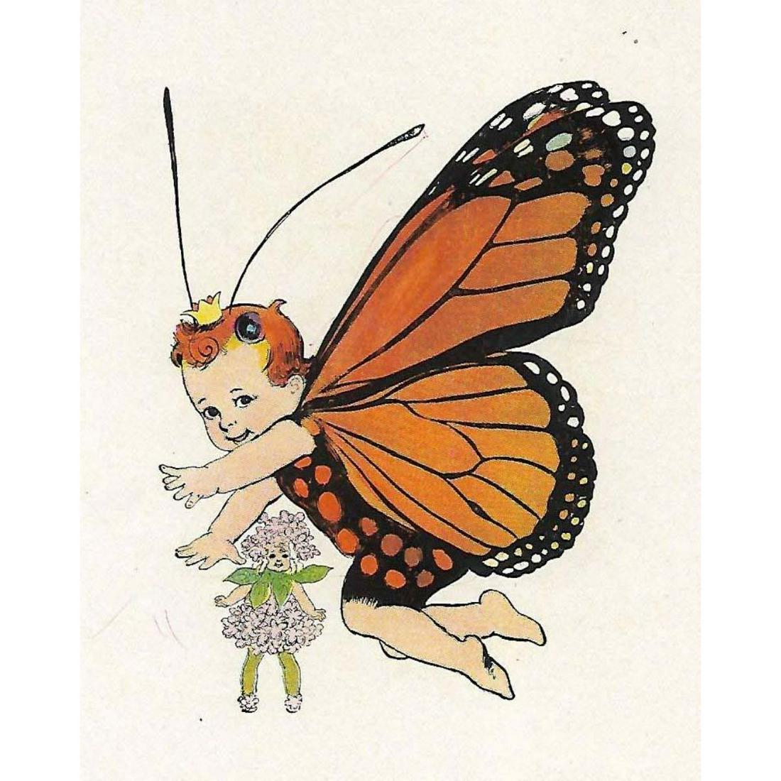 1914 Butterfly Babies Lithograph, Monarch (1 of 2)