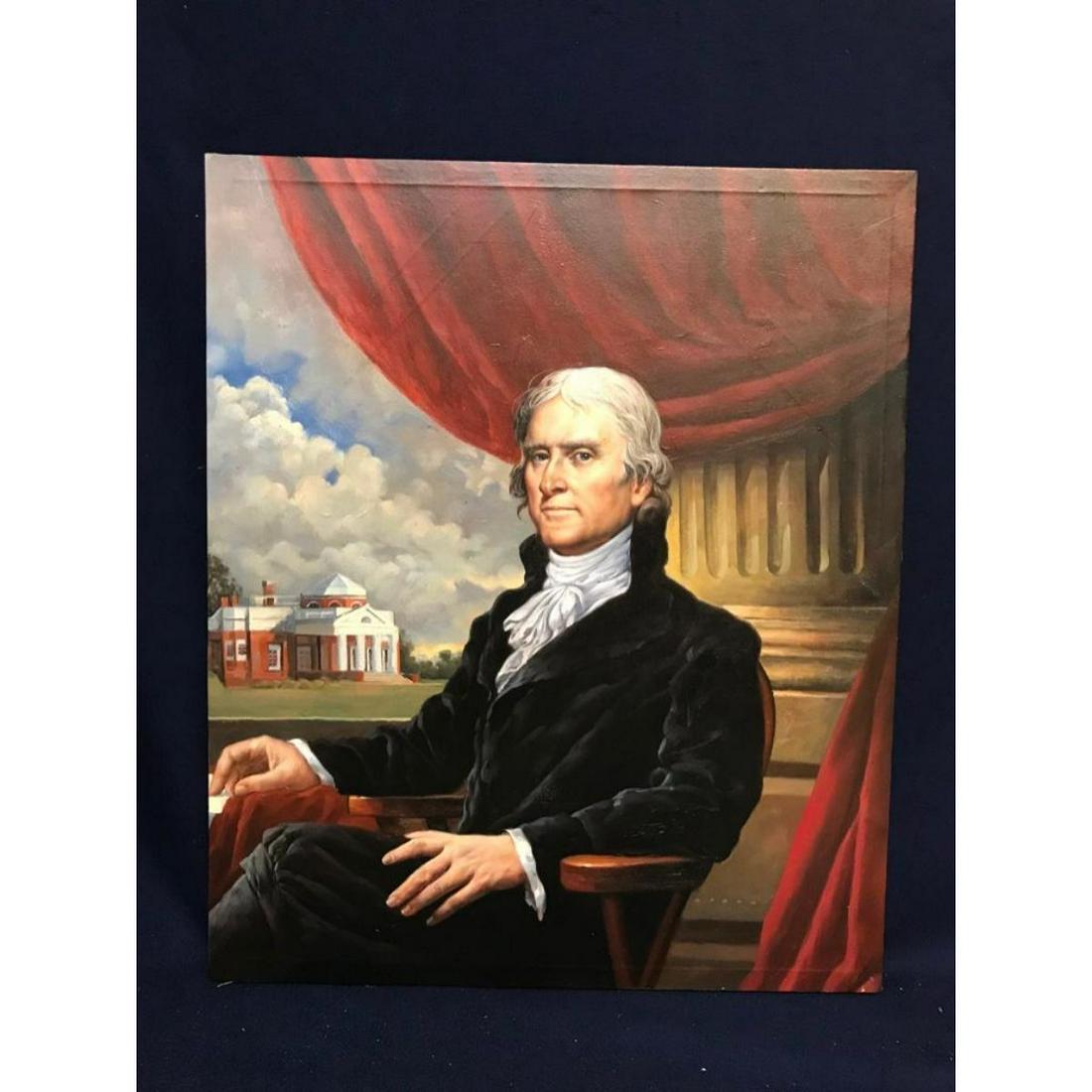 20thc Thomas Jefferson, Montecello Oil Painting (1 of 3)