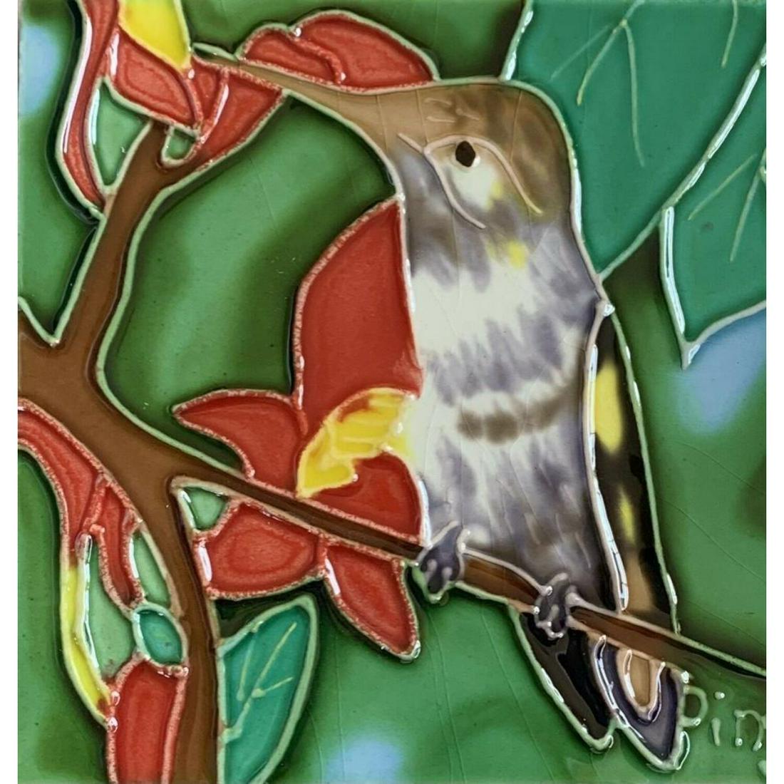 Handpainted Hummingbird Ceramic Art Tile (1 of 2)
