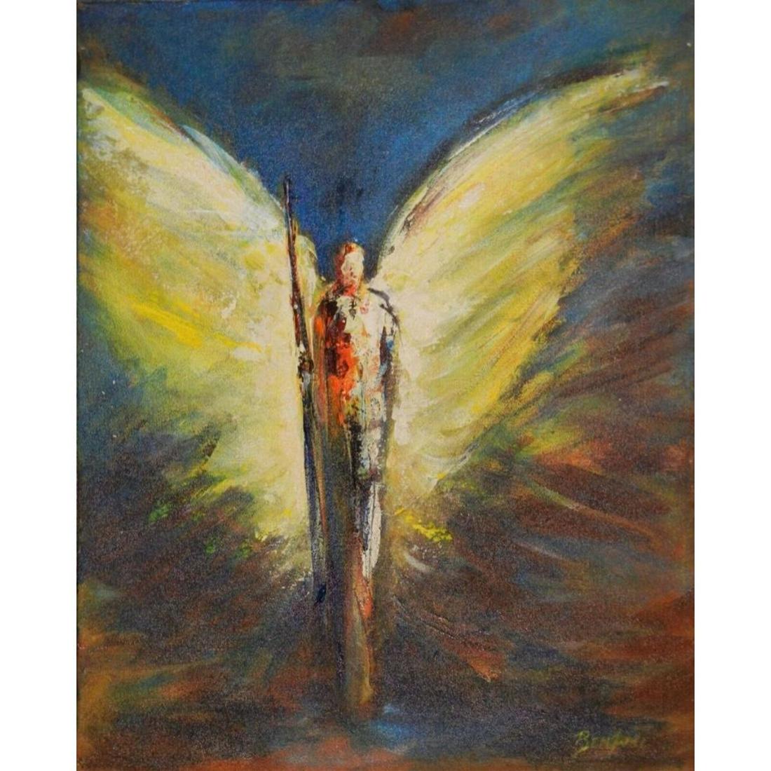 Abstract Vision of Angels Painting: Original Abstract Angel painting by Ben Will from his The Vision of Angels series. Oil & acrylic on canvas, gallery wrapped. Certificate of Authenticity signed by the artist. 16" X 20" with 1 1/2" dee