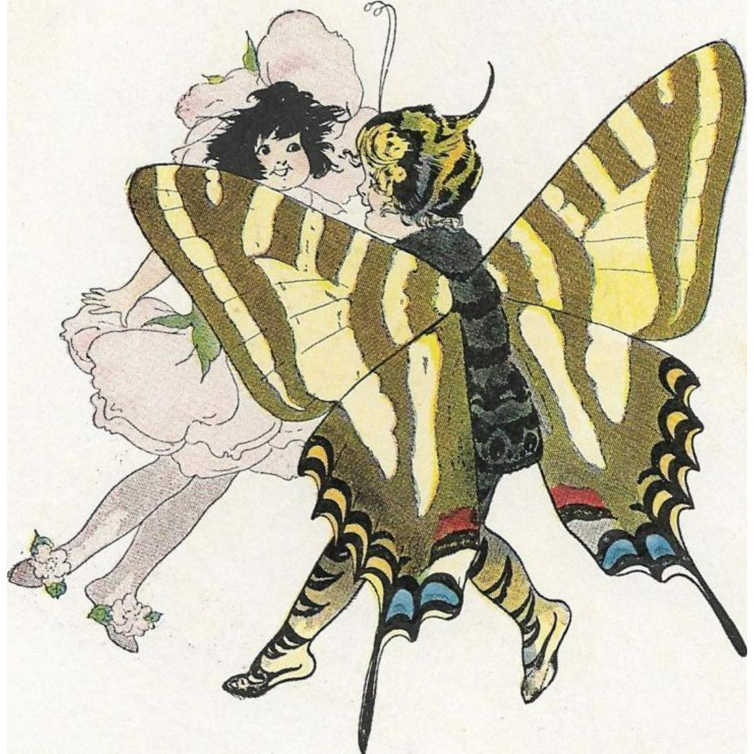 1914 Butterfly Babies Lithograph, Zebra Swallow-Tail: 1914 Butterfly Babies Lithograph, Zebra Swallow-Tail. From an edition of The Butterfly Babies by Elizabeth Gordon, illustrations by Penny Ross. 6" X 8.75".
