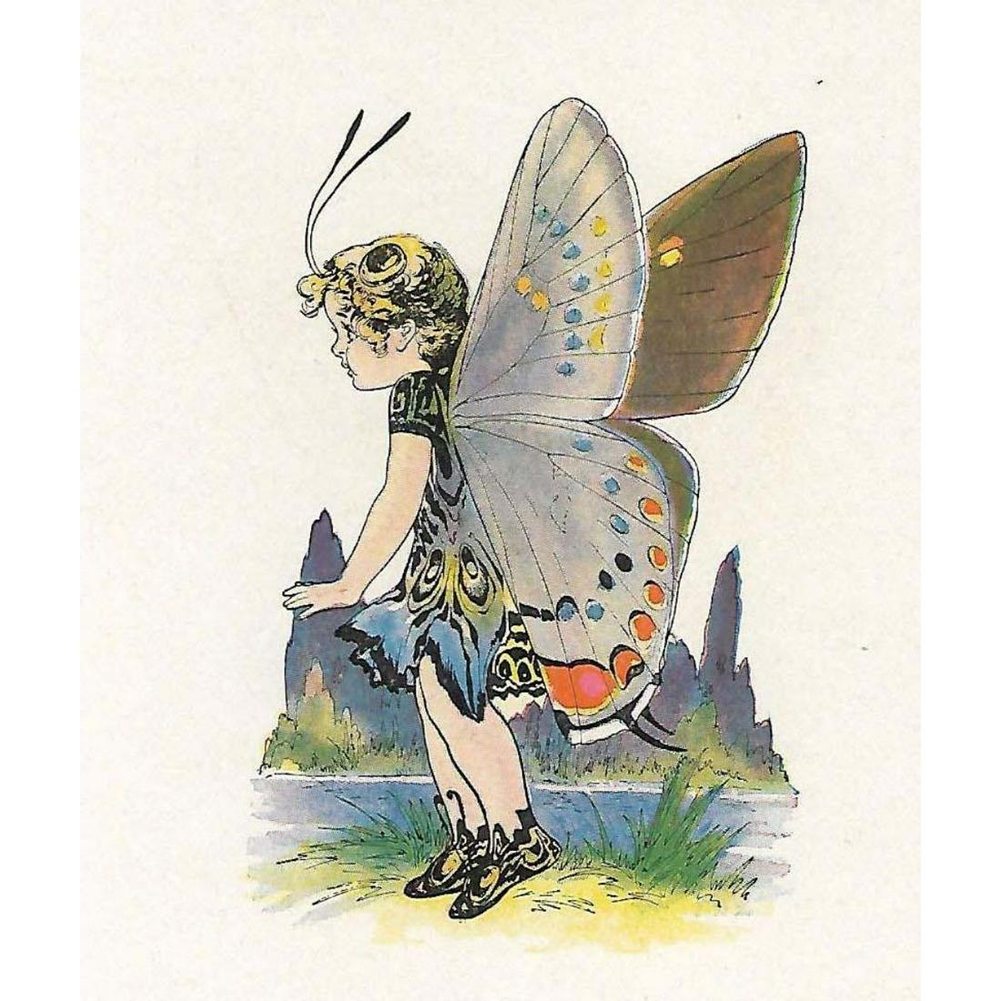 1914 Butterfly Babies Lithograph, Acadian Hair-Streak: 1914 Butterfly Babies Lithograph, Acadian Hair-Streak. From an edition of The Butterfly Babies by Elizabeth Gordon, illustrations by Penny Ross. 6" X 8.75".