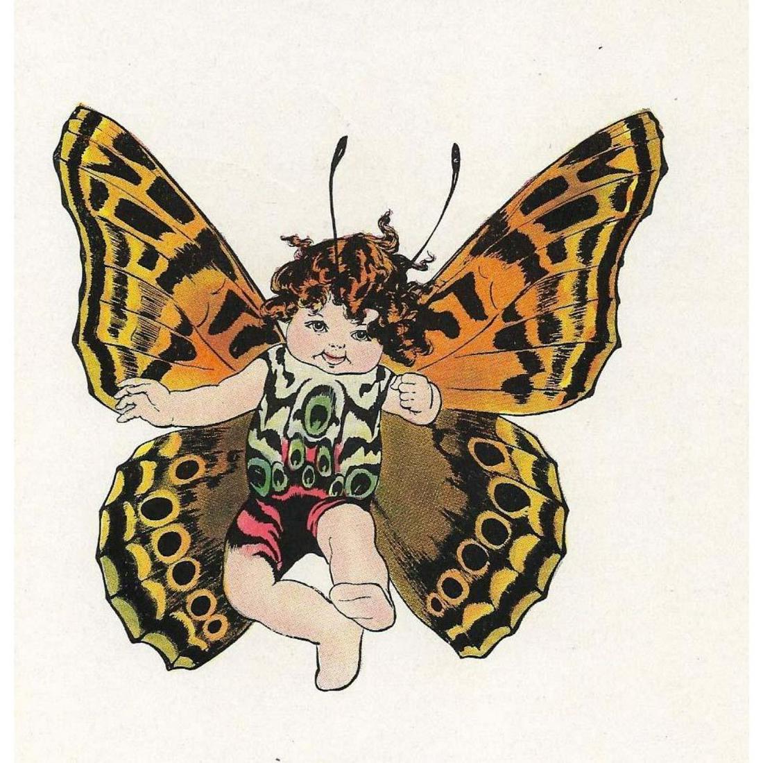 1914 Butterfly Babies Lithograph, Tawny Emperor: 1914 Butterfly Babies Lithograph, Tawny Emperor. From an edition of The Butterfly Babies by Elizabeth Gordon, illustrations by Penny Ross. 6" X 8.75".