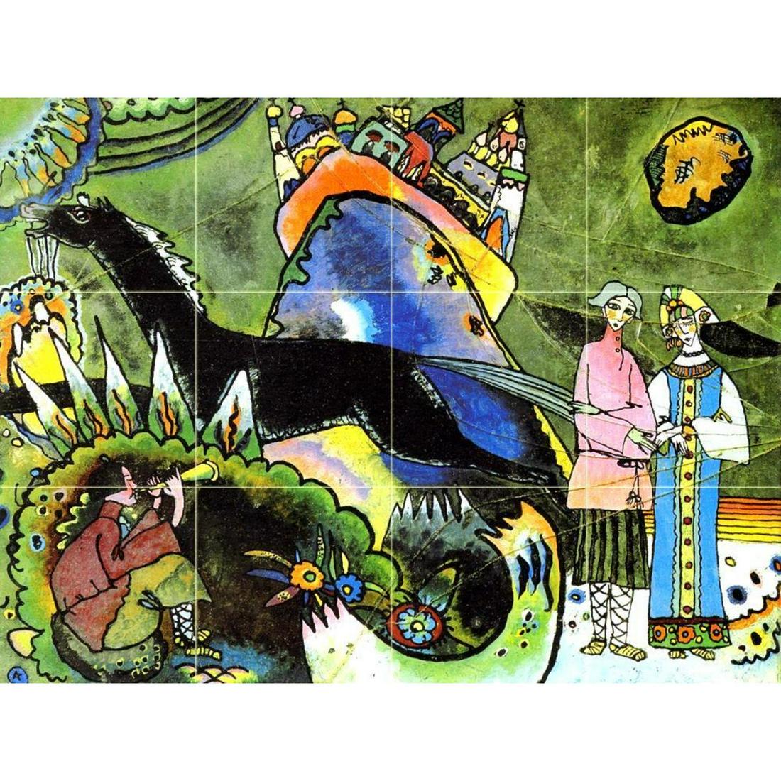 Kandinsky Abstract Art Travertine Tile Mural (1 of 1)