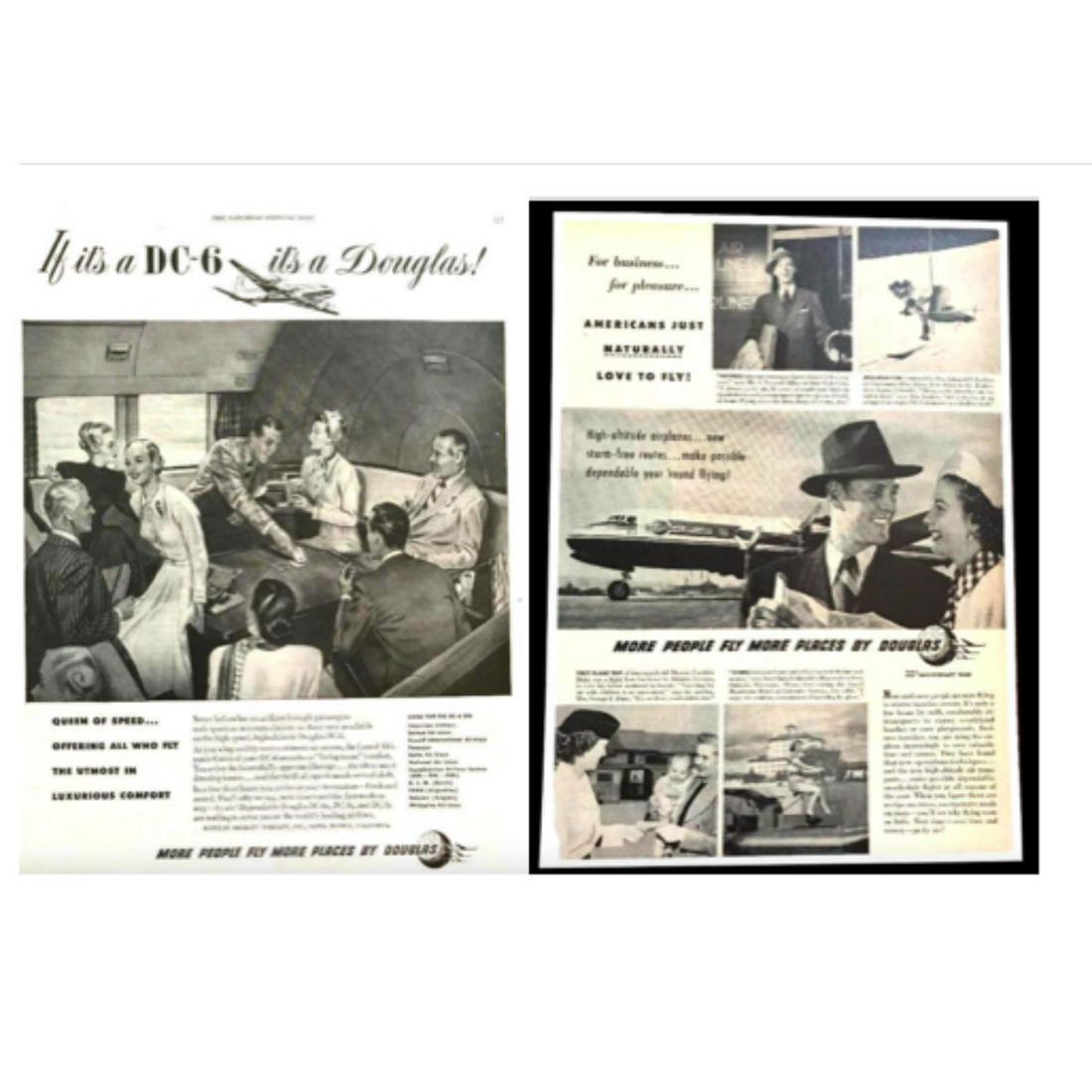 Mid Century Douglas DC-6 Airliner Magazine Ads (1 of 3)