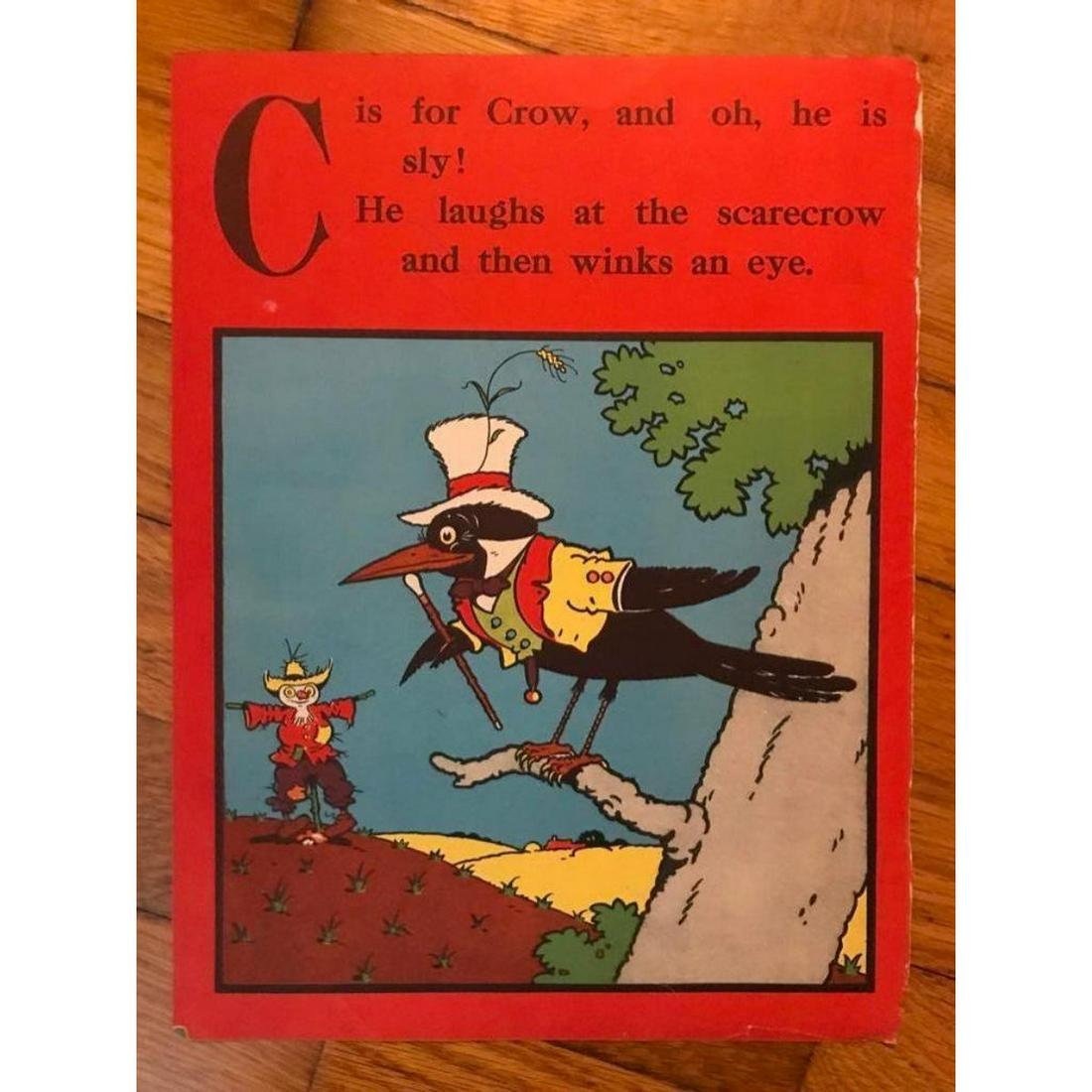 Early 1900's Children's ABC Lithograph Print: Early 1900's original book page, print, colorful children's room, nursery, school, lithograph - "C is for Crow". On the reverse side - "B is for Bear". 8 3/4" X 11 1/2". Ready for framing. * pencil ma