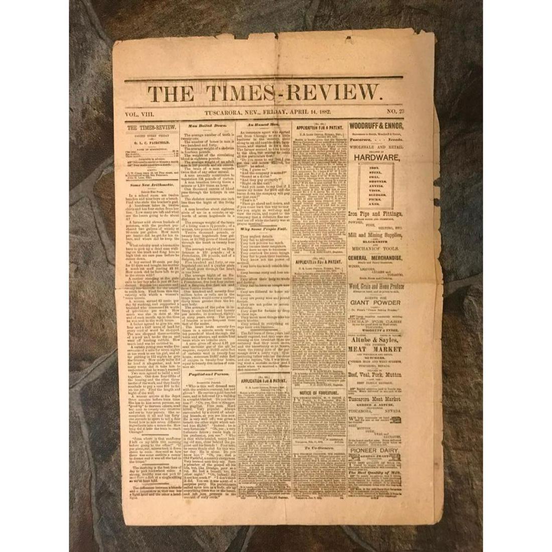Rare Wild West 1882 Tuscarora Nevada Newspaper (1 of 4)