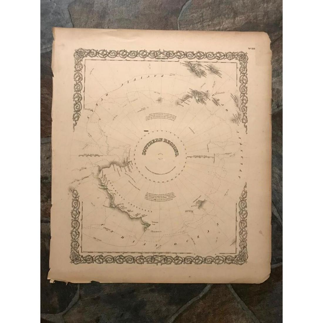 Rare J.H. Colton Map, Southern Regions, Antarctica, South Pole (1 of 6)