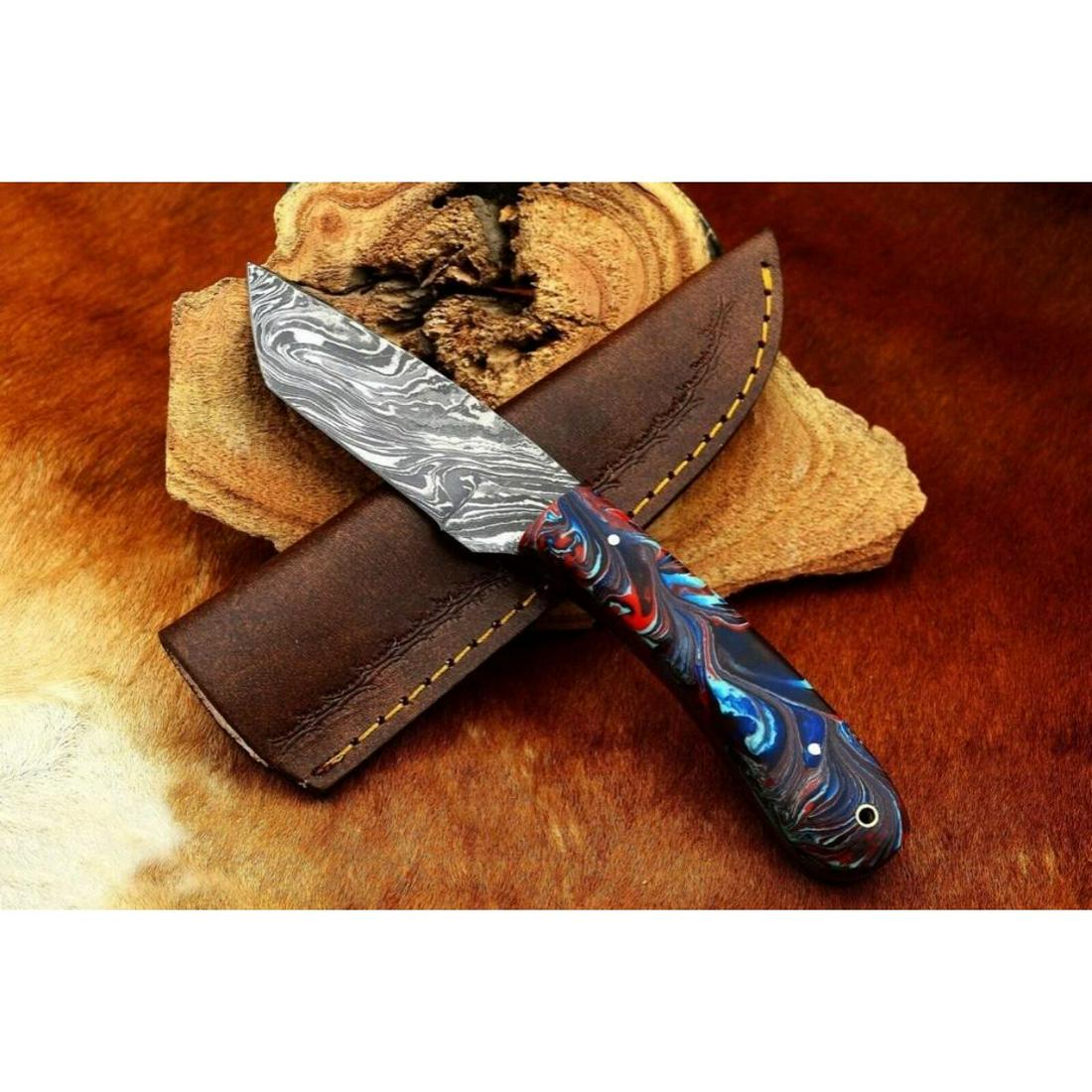 Damascus Steel Full Tang Skinner Tanto Knife (1 of 6)