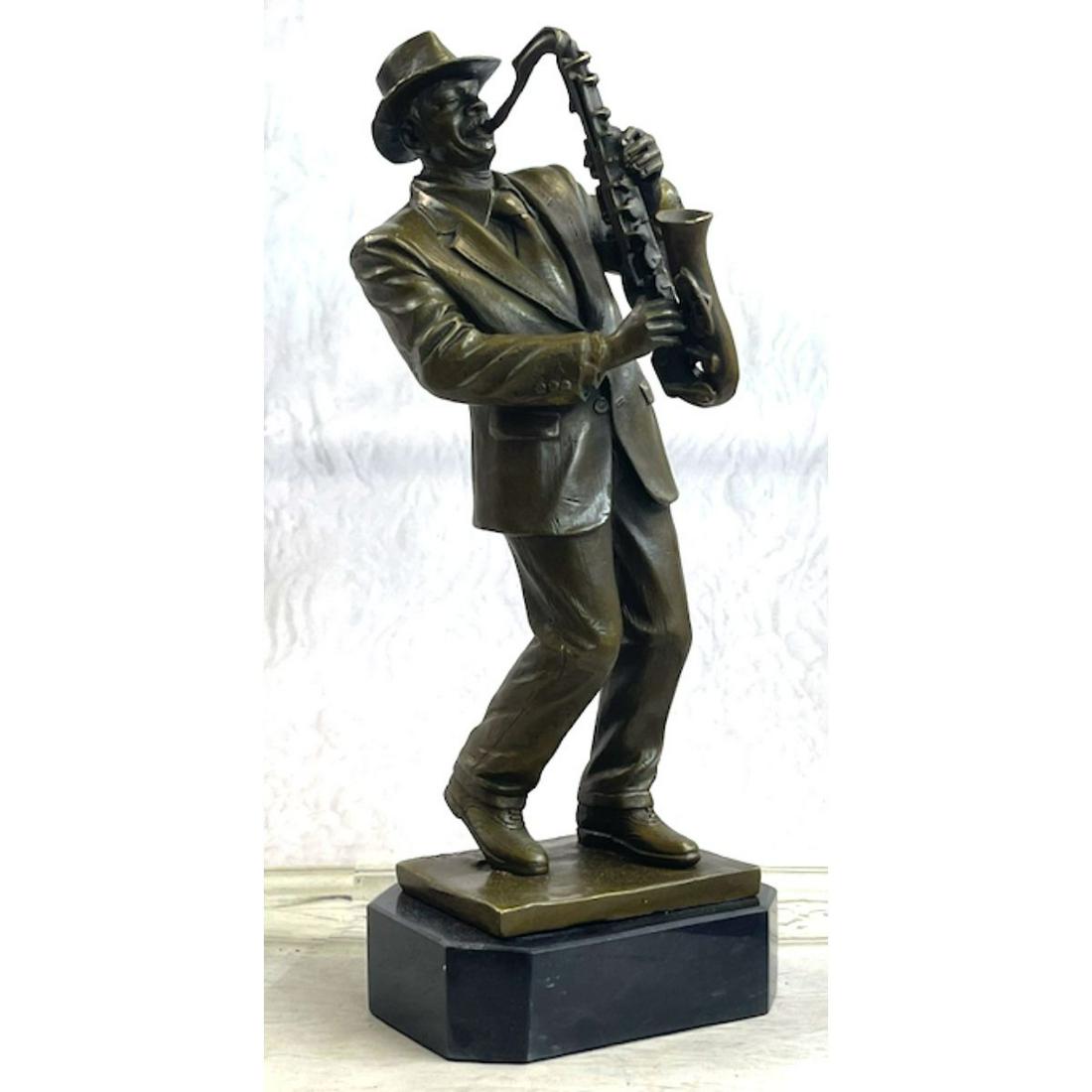 Signed Jazz Musician Saxophone Player Bronze Sculpture (1 of 7)