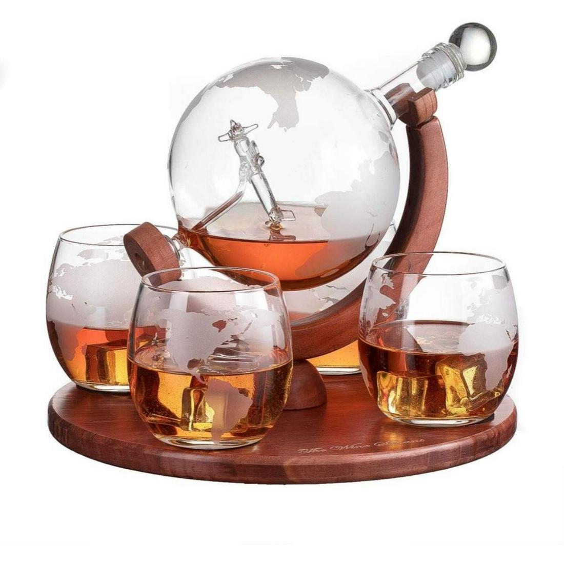 Airplane Globe Whiskey Decanter Set (1 of 5)