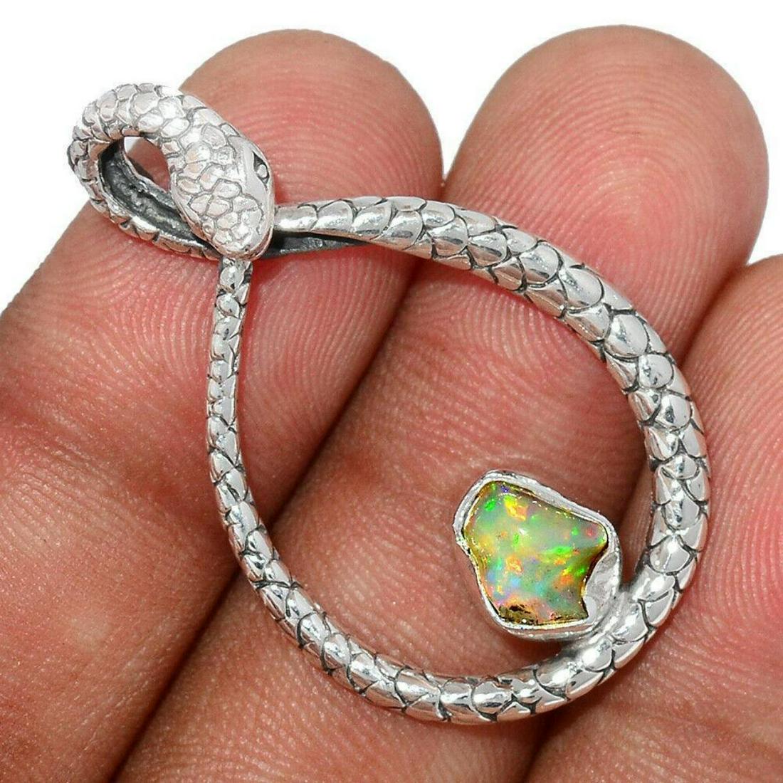 Sterling Silver Opal Snake Pendant (1 of 1)