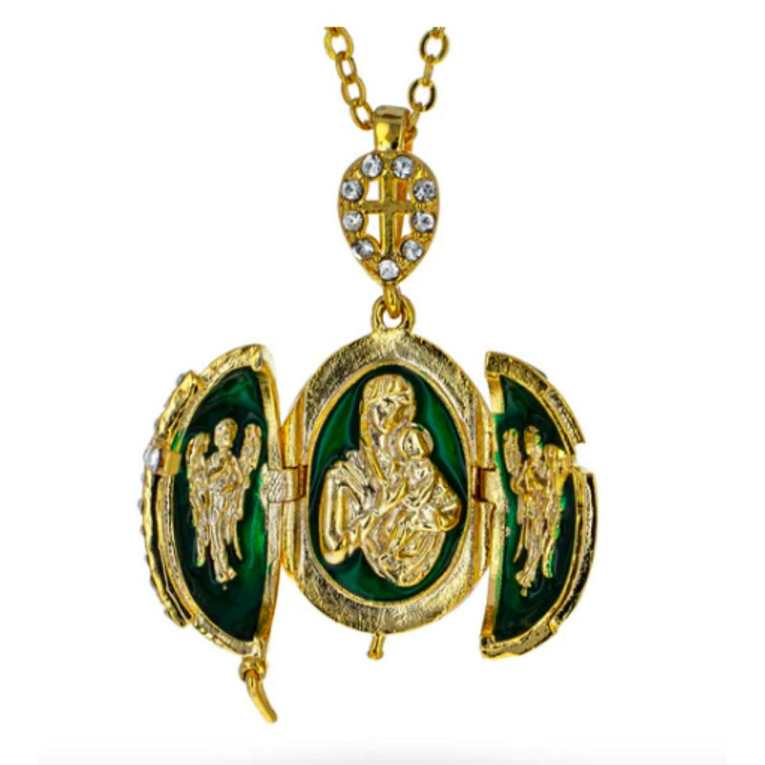 Russian Icons Triptych Egg Pendant Necklace (1 of 5)