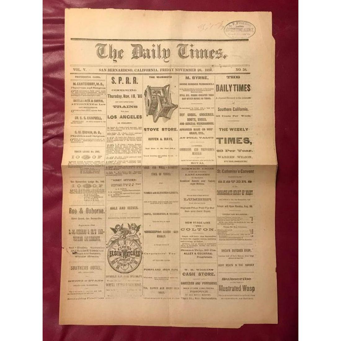 1880 Wild West California Newspaper (1 of 3)