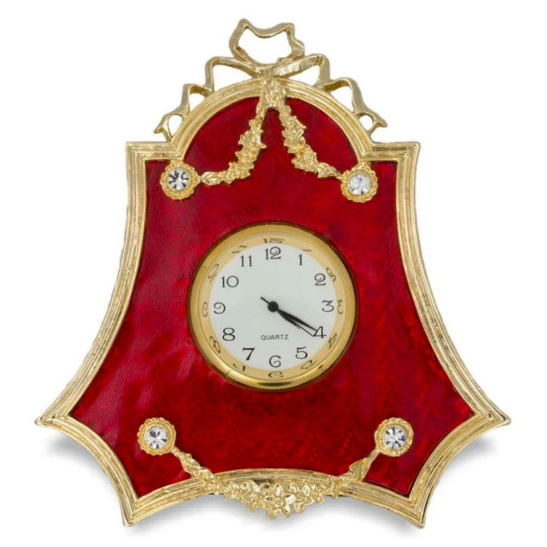 Russian Red Enameled Guilloche Desk Clock (1 of 2)