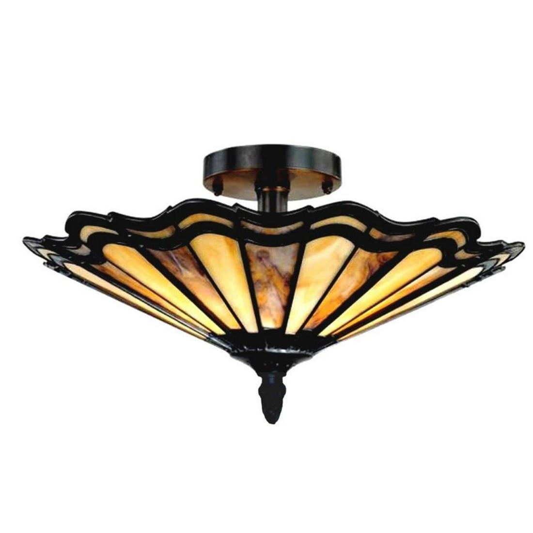 Stained Art Glass Semi Flush Ceiling Fixture (1 of 2)