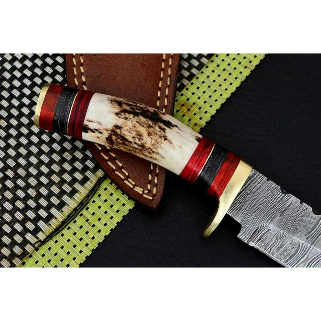 Custom Damascus Steel Drop Point Bowie Hunting Knife (1 of 6)