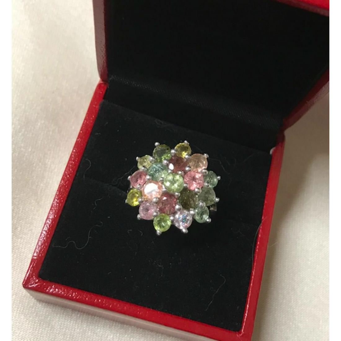 Multicolored Tourmaline Sterling Silver Cocktail Ring (1 of 5)