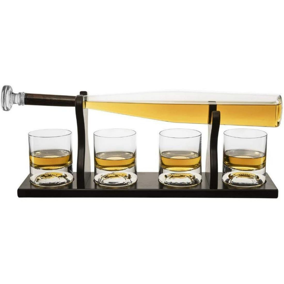 Baseball Bat Whiskey Decanter Glasses Set (1 of 5)