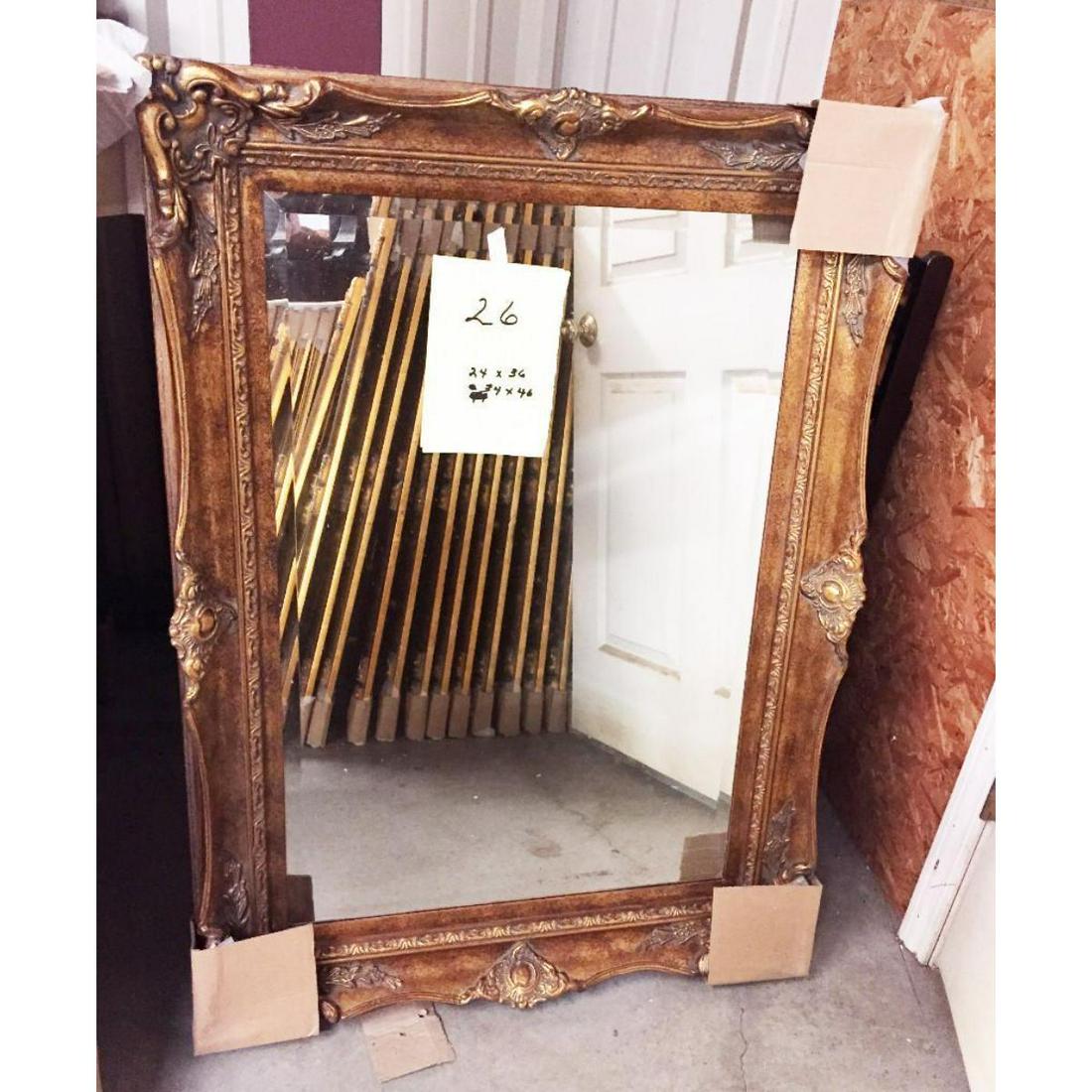 Victorian Style Carved Gilt Wood Beveled Mirror (1 of 2)