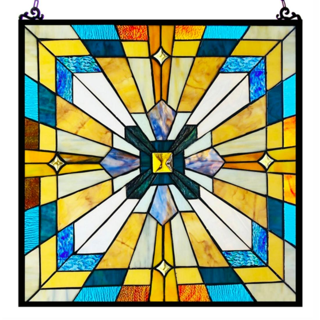 Mission Style Stained Art Glass Hanging Window (1 of 3)