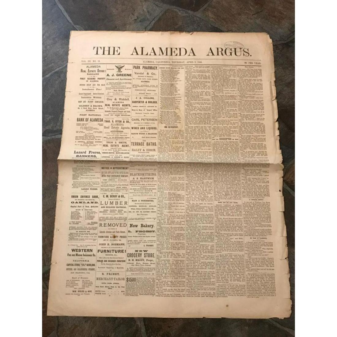 Rare Wild West Newspaper, 1880 California