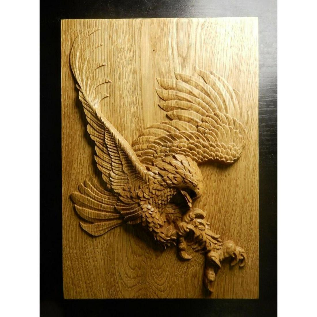 Carved Eagle Wooden Wall Plaque (1 of 3)