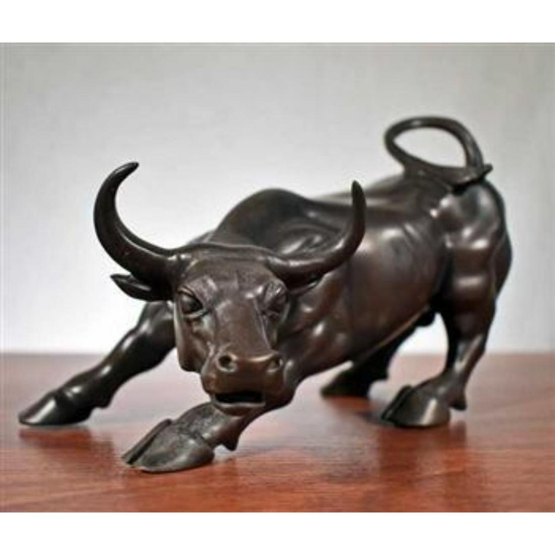 Art Deco-style Stock Market Bull Bronze Sculpture (1 of 4)