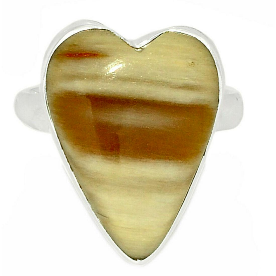 Petrified Wood Heart Ring (1 of 3)