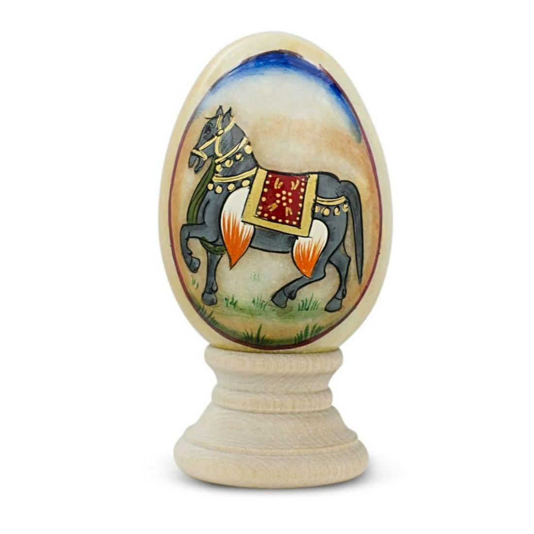 Handpainted Russian Royal Horse Marble Egg (1 of 2)