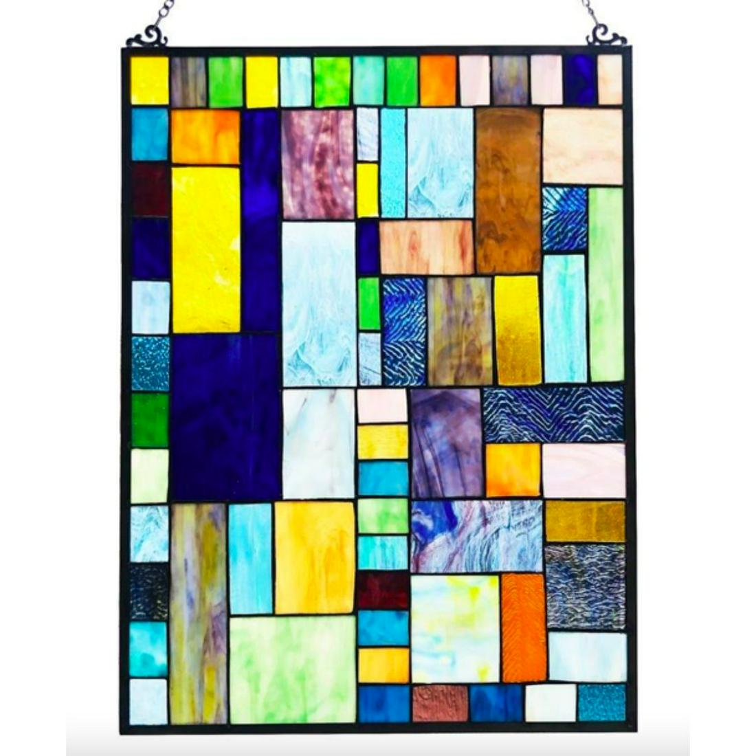 Geometric Stained Art Glass Hanging Window Panel (1 of 4)