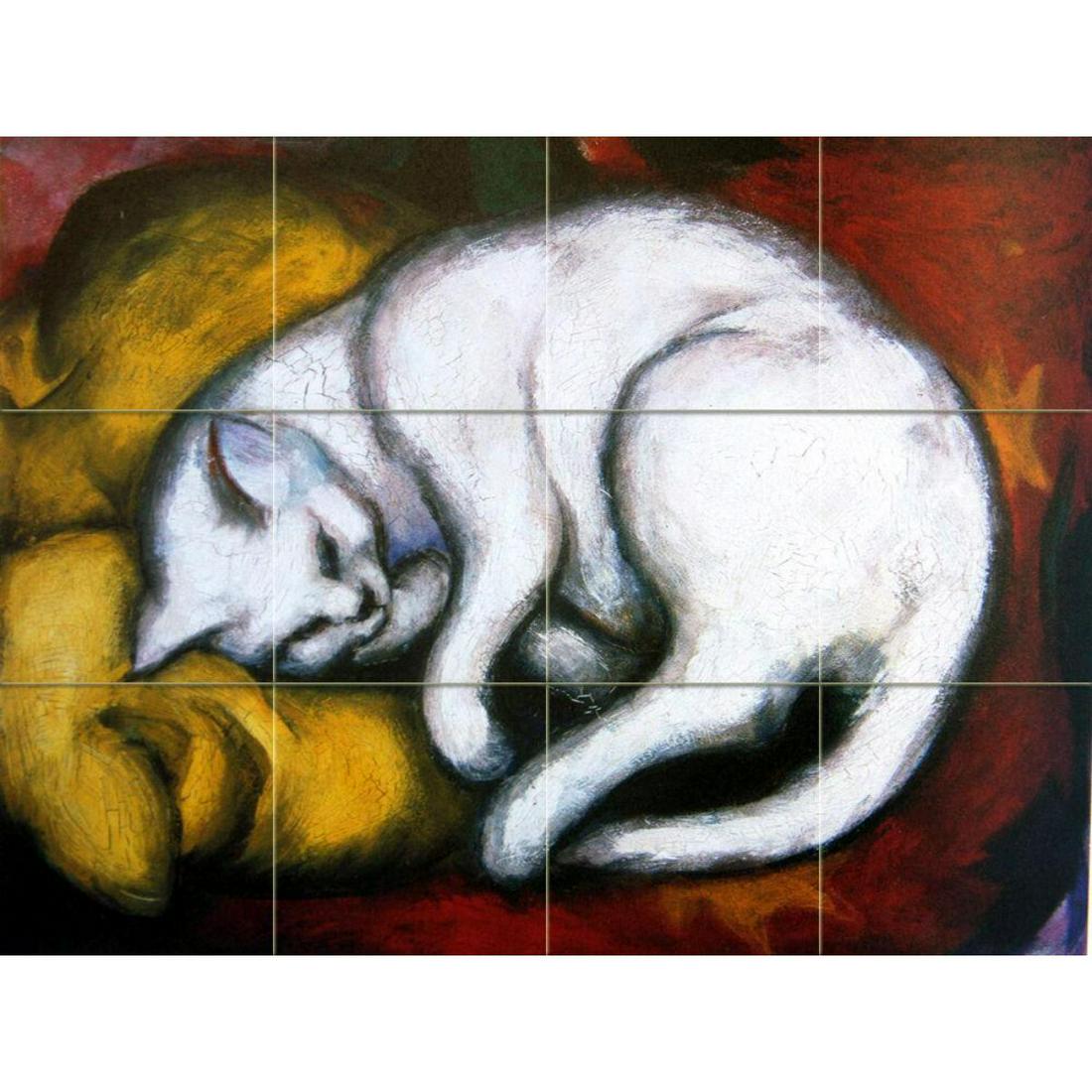 After Marc Franz, Sleeping Cat Ceramic Art Tile Mural (1 of 1)
