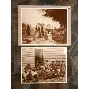 African American History, Civil War Slavery Photo: African American History, pair of Civil War slavery theme sepia-tone photo prints. Created in the early 1990's for The American Heritage Galleries. Printed on cardstock, one of the prints in the origi