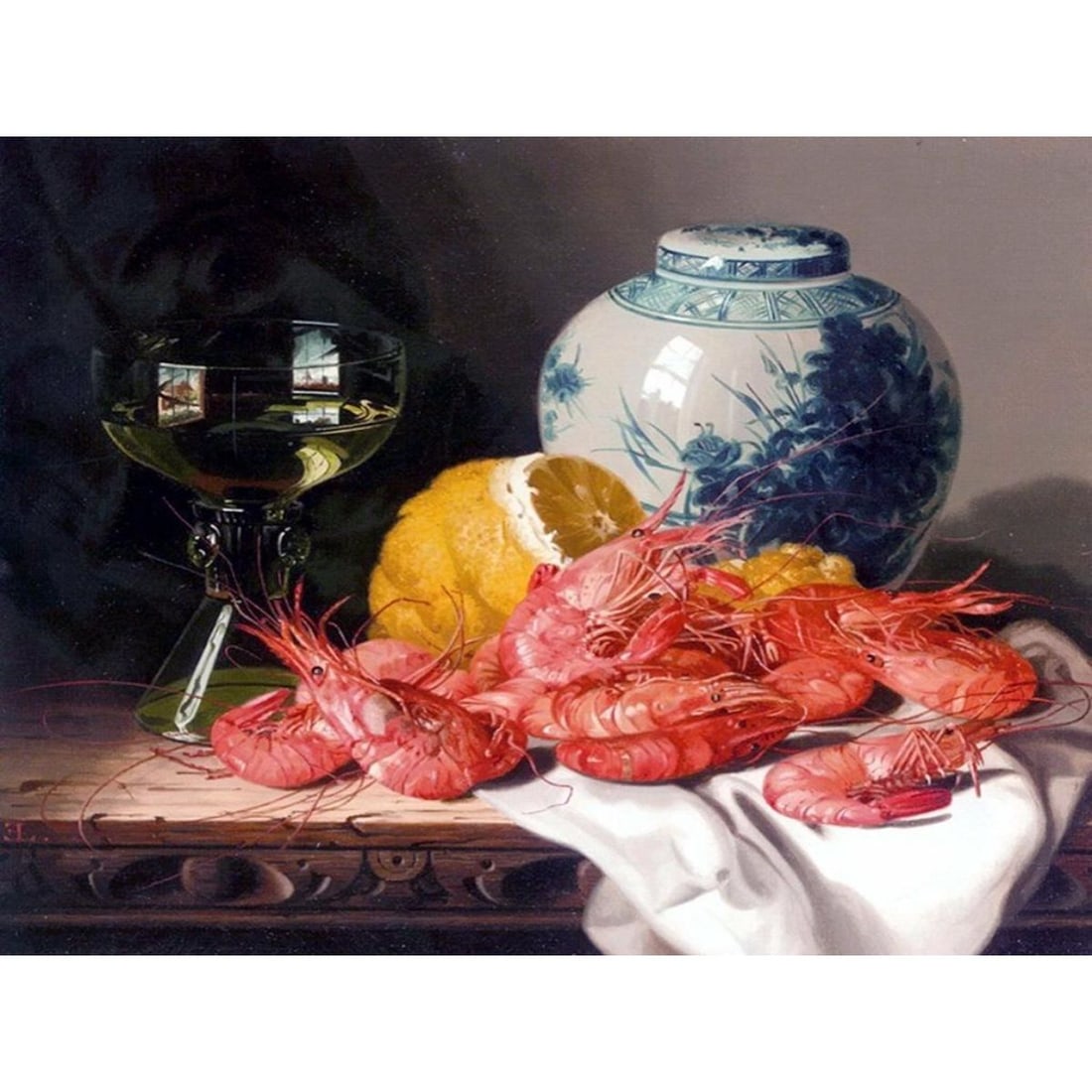 Shrimp Prawns Still Life Ceramic Art Tile (1 of 1)