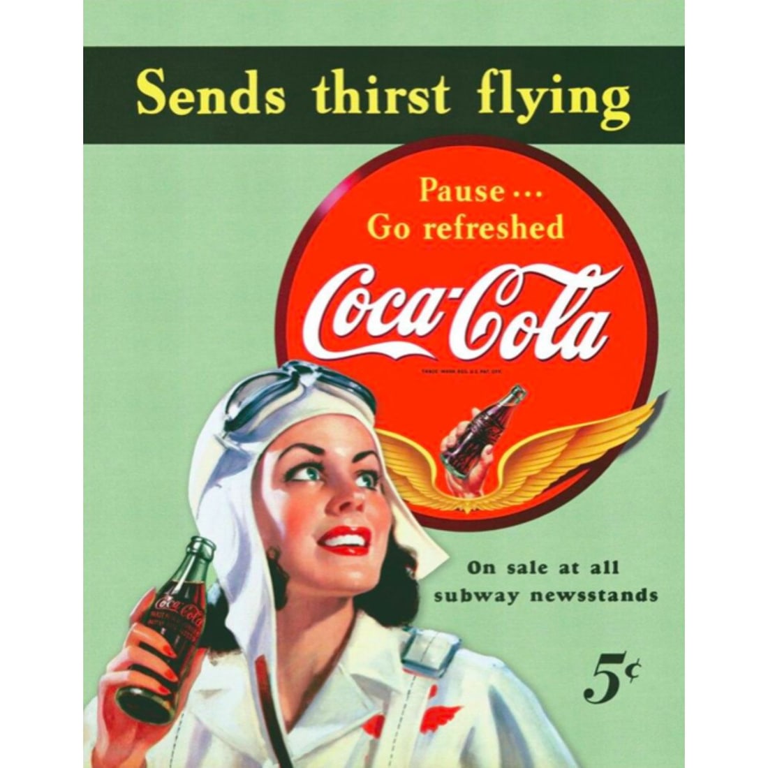 Coca Cola Flying Metal Sign (1 of 1)