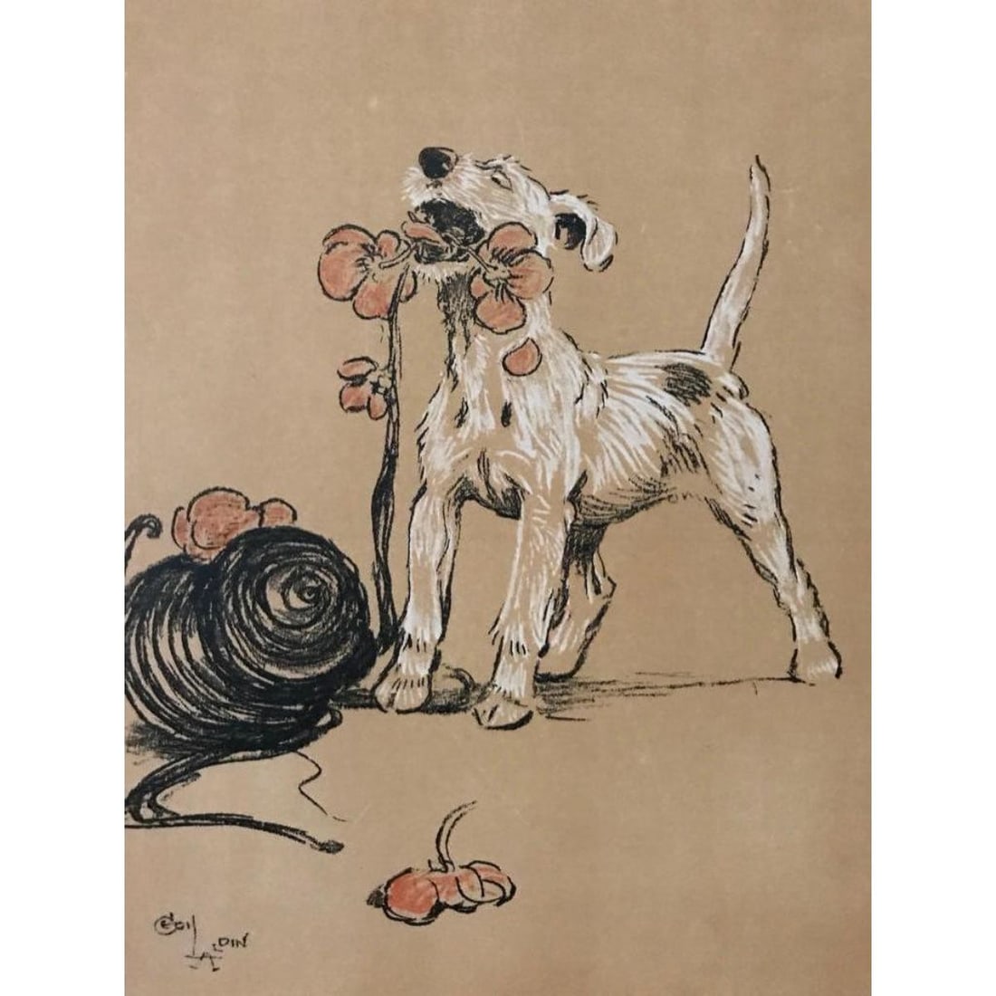 Early 1900's Lithograph, A Dog Day (1 of 2)