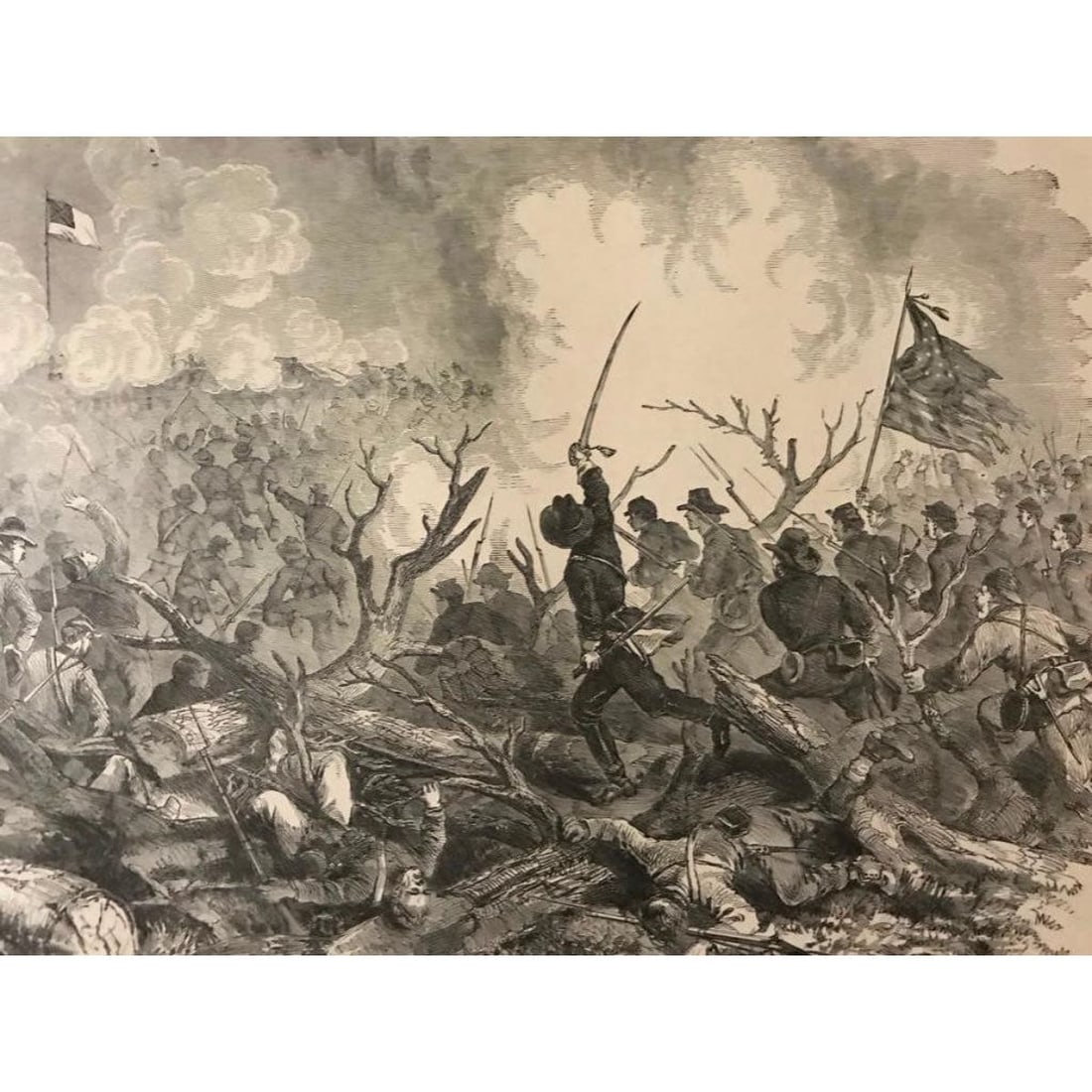 19thc Civil War Engraving, Capture of Rebel Fort, Louisiana (1 of 2)