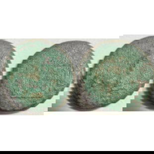 Rare Ancient Greek Bronze Coin, Horse With Grapevine: Rare ancient Greek AE bronze coin, dichalkon, from Maroneia, Thrace. Horse and grapevine design with beautiful light green patina. Obverse: Horse galloping right, with monogram underneath. Reverse: MA