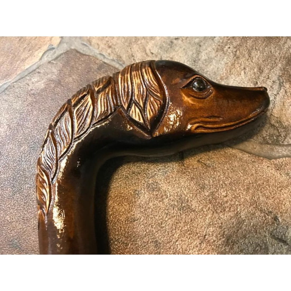 Hand-carved Dog Head Walking Stick, Cane (1 of 9)