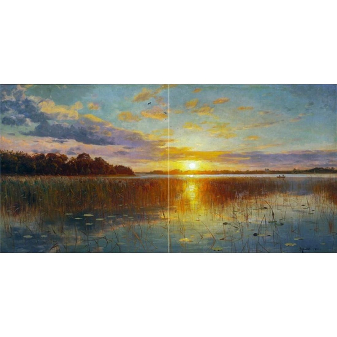 Dawn Meadow Lake Ceramic Art Tile Mural (1 of 1)