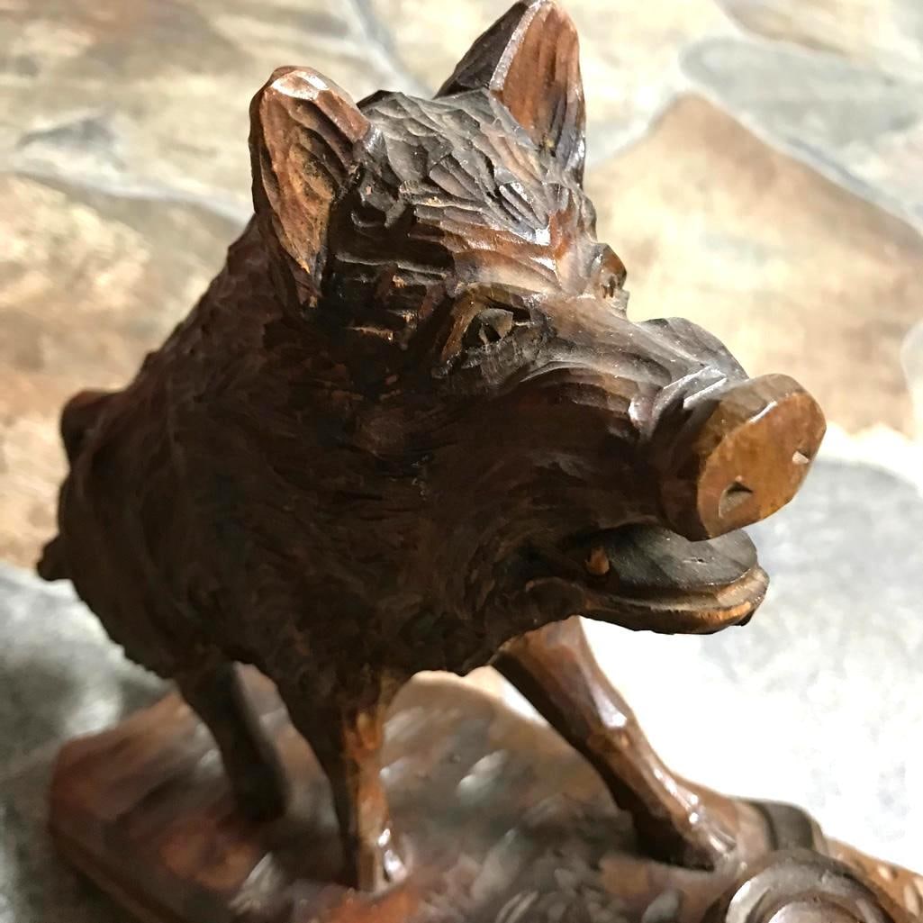 Vintage German Black Forest Wild Boar Carving (1 of 6)