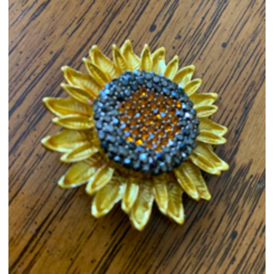 Rhinestone Enamel Sunflower Brooch Pin (1 of 3)