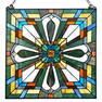 Mission Style Cross Stained Art Glass Panel