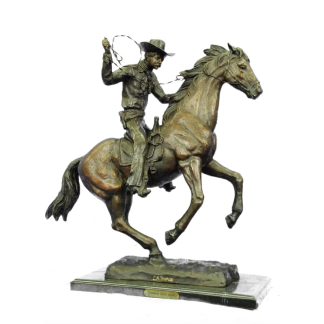 Cowboy With Rope Signed Bronze Sculpture (1 of 5)