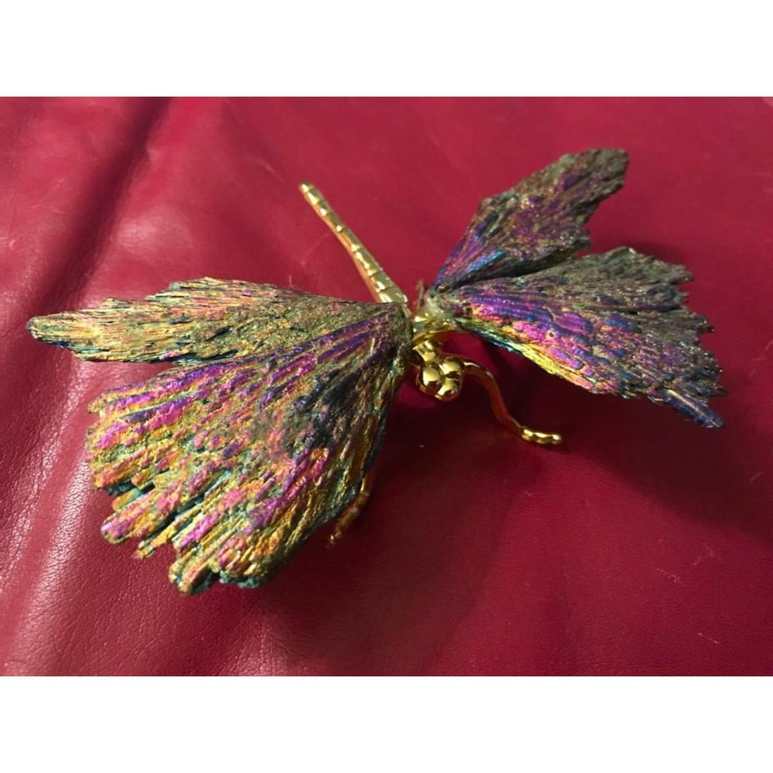 Rainbow Bismuth Quartz Dragonfly Sculpture (1 of 5)
